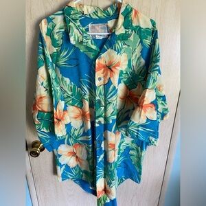 Paradise of The Pacific by Frank Mens Reverse Print Hawaiian Shirt Floral Sz XL